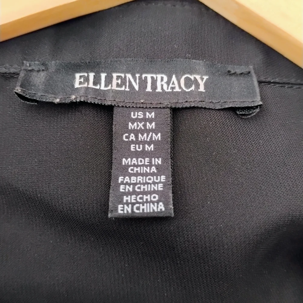Ellen Tracy Elegant Black Button-Down Blouse Sz M - Picture 4 of 8